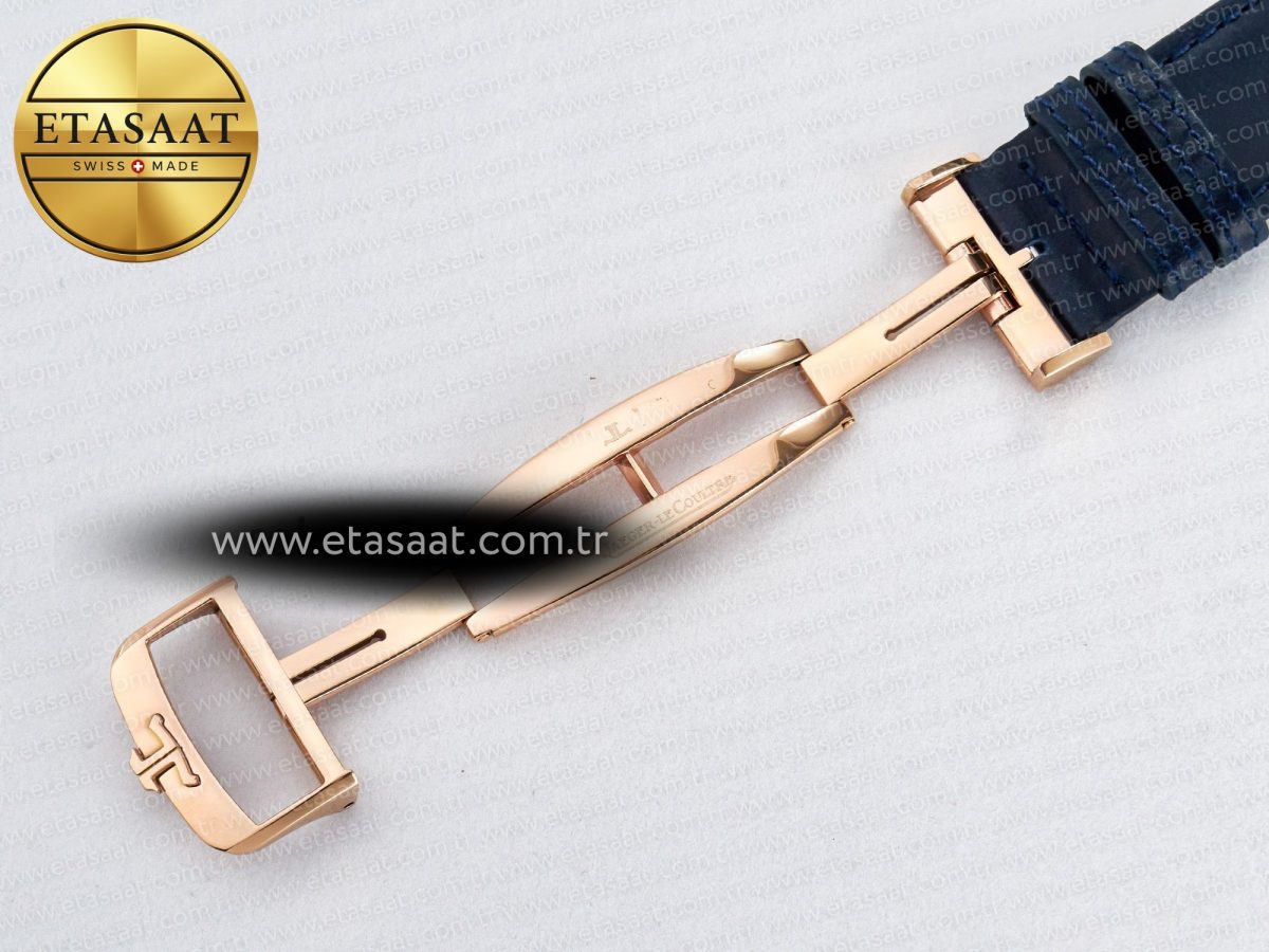 Jaeger Lecoultre Reverso Tribute Duoface Small Seconds RG MGF Best Edition Blue Dial on Blue Leather Strap A854A - Görsel 27