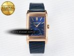 Jaeger Lecoultre Reverso Tribute Duoface Small Seconds RG MGF Best Edition Blue Dial on Blue Leather Strap A854A - Görsel 3
