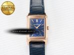 Jaeger Lecoultre Reverso Tribute Duoface Small Seconds RG MGF Best Edition Blue Dial on Blue Leather Strap A854A - Görsel 4