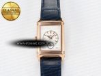 Jaeger Lecoultre Reverso Tribute Duoface Small Seconds RG MGF Best Edition Blue Dial on Blue Leather Strap A854A - Görsel 6