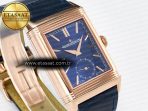 Jaeger Lecoultre Reverso Tribute Duoface Small Seconds RG MGF Best Edition Blue Dial on Blue Leather Strap A854A - Görsel 9