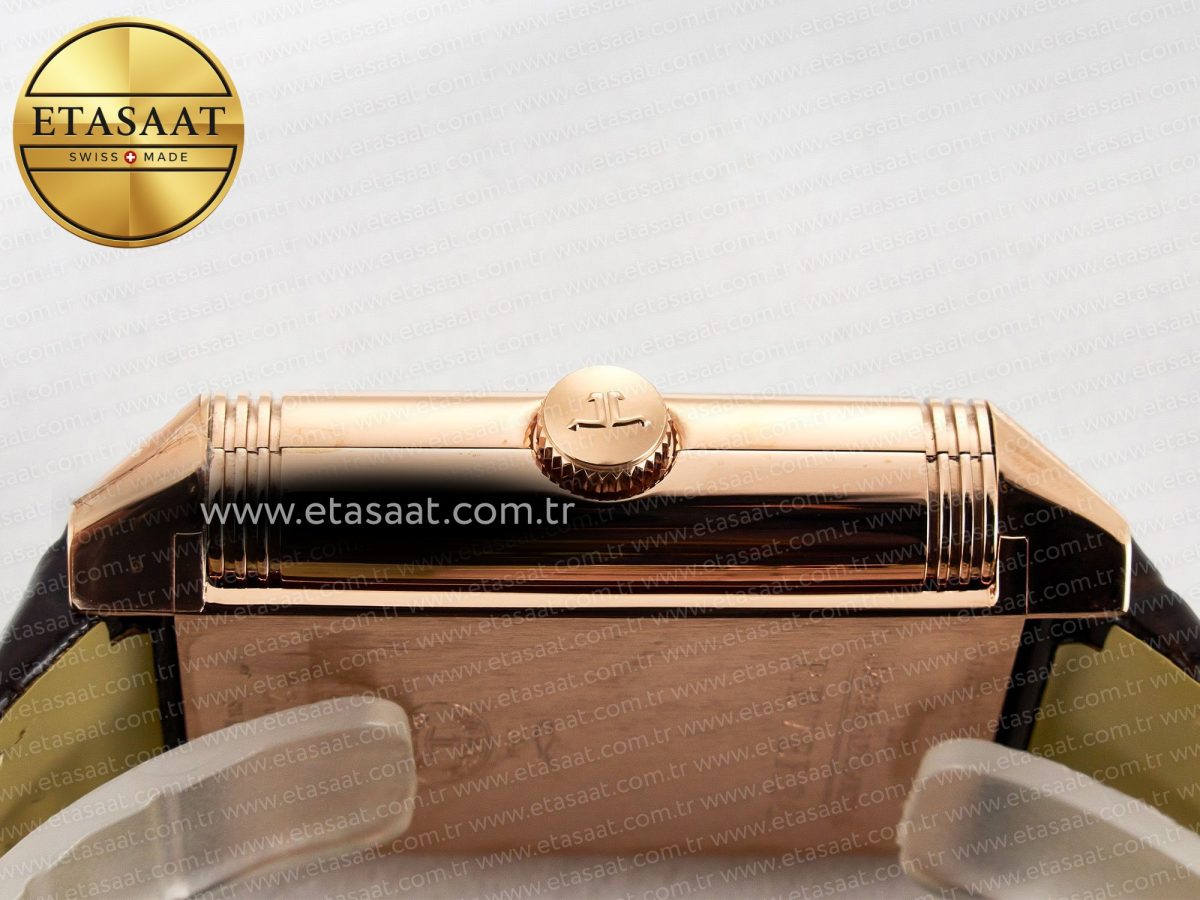 Jaeger Lecoultre Reverso Tribute Duoface Small Seconds RG MGF Best Edition White Spray Paint Dial on Black Leather Strap A854A - Görsel 18