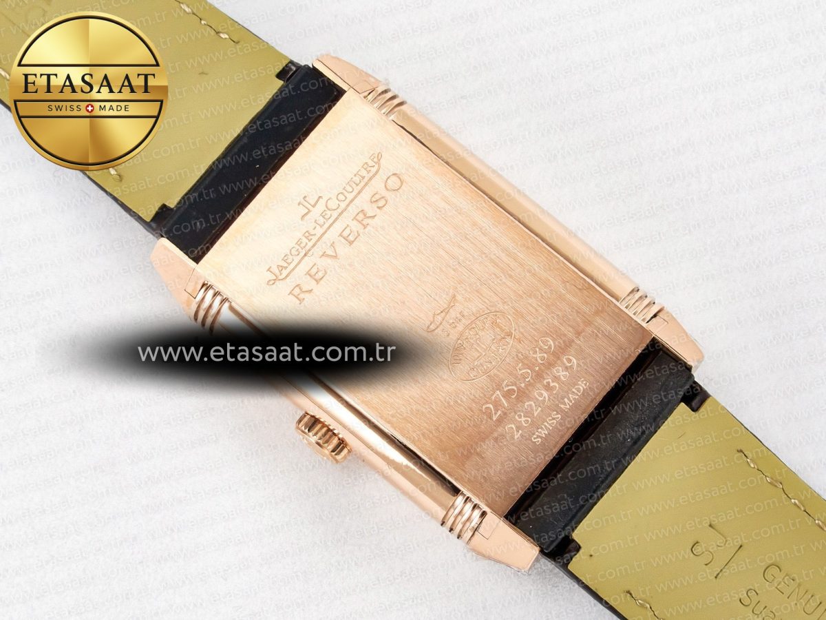 Jaeger Lecoultre Reverso Tribute Duoface Small Seconds RG MGF Best Edition White Spray Paint Dial on Black Leather Strap A854A - Görsel 20