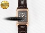 Jaeger Lecoultre Reverso Tribute Duoface Small Seconds RG MGF Best Edition White Spray Paint Dial on Black Leather Strap A854A - Görsel 6