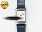 Jaeger Lecoultre Reverso Tribute Duoface Small Seconds SS MGF Best Edition Blue Dial on Blue Leather Strap A854A - Görsel 6