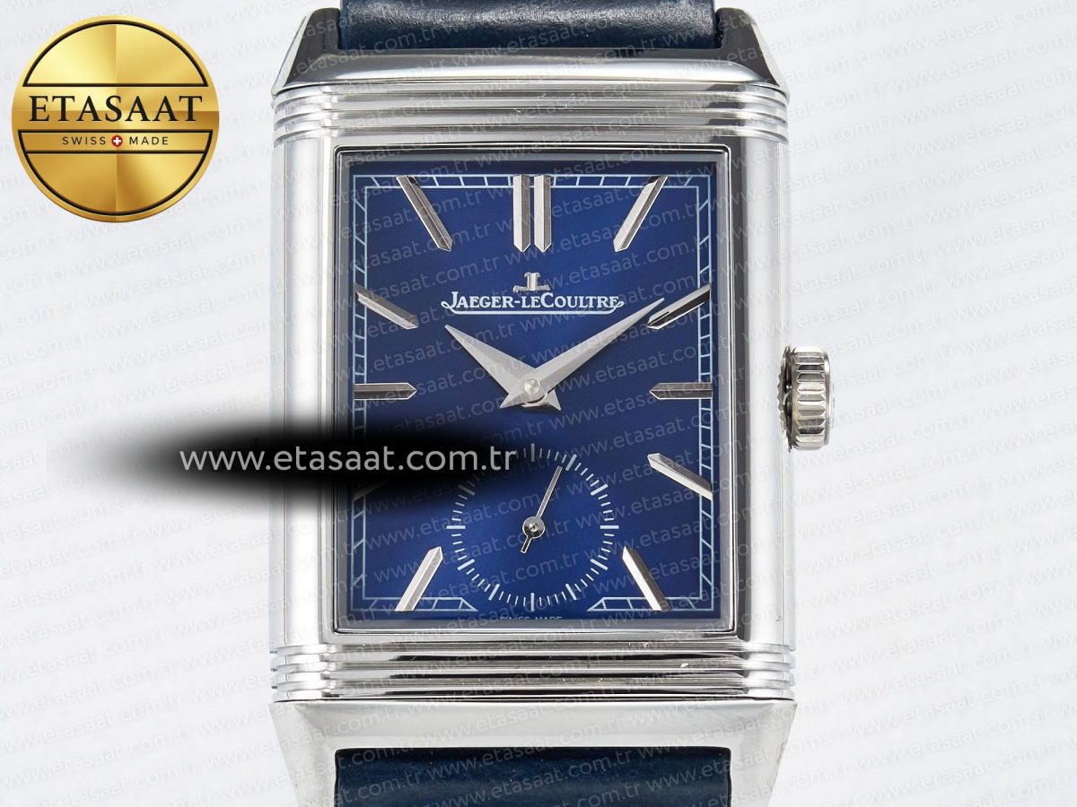 Jaeger Lecoultre Reverso Tribute Duoface Small Seconds SS MGF Best Edition Blue Dial on Blue Leather Strap A854A - Görsel 8