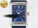 Jaeger Lecoultre Reverso Tribute Duoface Small Seconds SS MGF Best Edition Blue Dial on Blue Leather Strap A854A - Görsel 8