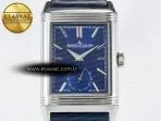 Jaeger Lecoultre Reverso Tribute Duoface Small Seconds SS MGF Best Edition Blue Dial on Blue Leather Strap A854A - Görsel 8