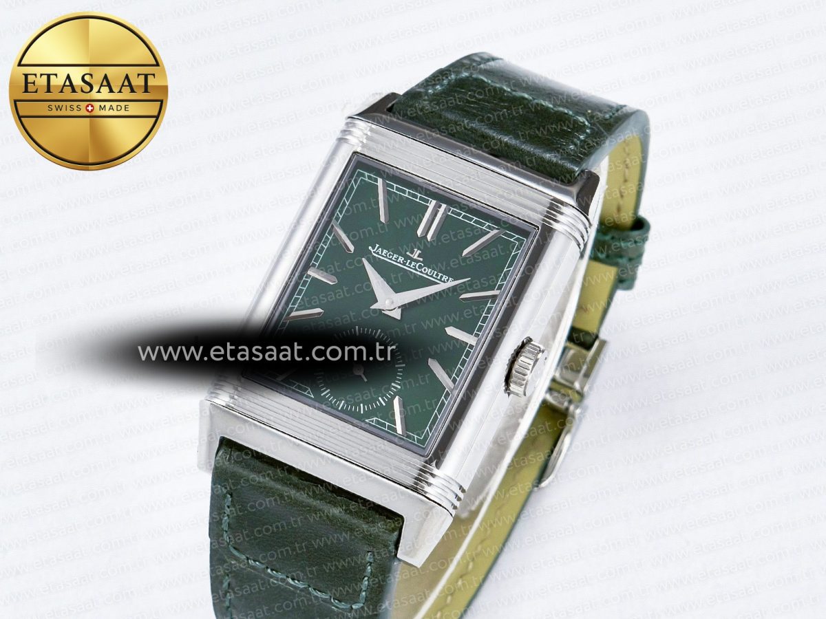 Jaeger Lecoultre Reverso Tribute Duoface Small Seconds SS MGF Best Edition Green Dial on Green Leather Strap A854A - Görsel 1