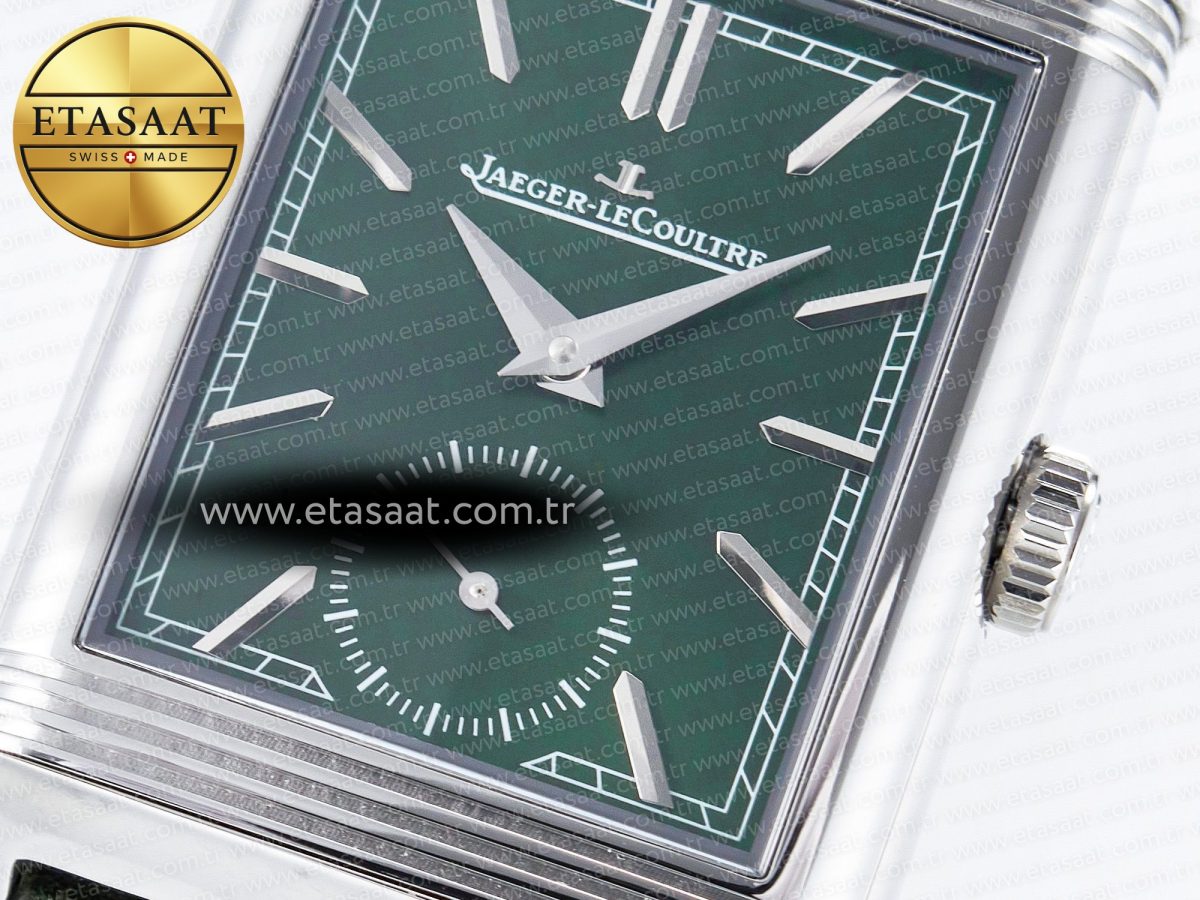 Jaeger Lecoultre Reverso Tribute Duoface Small Seconds SS MGF Best Edition Green Dial on Green Leather Strap A854A - Görsel 14