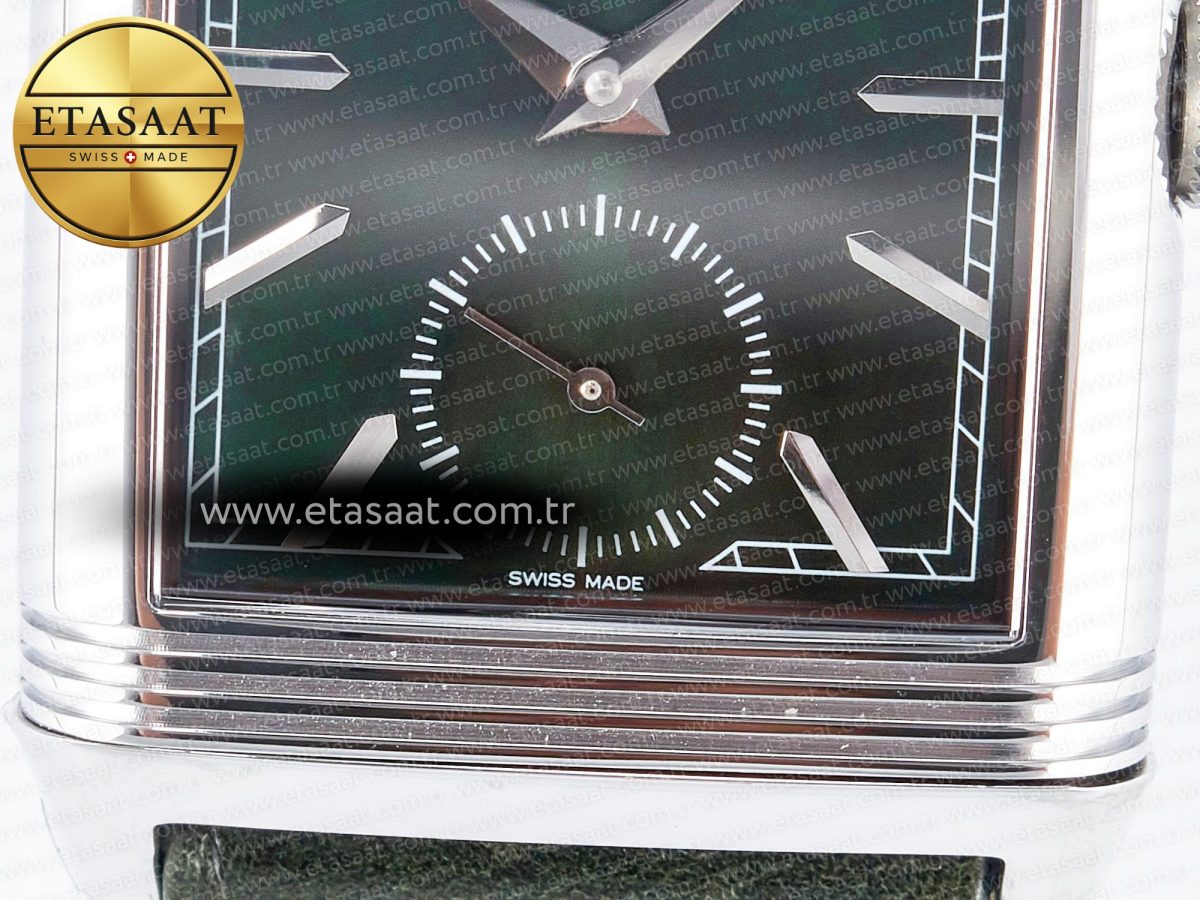 Jaeger Lecoultre Reverso Tribute Duoface Small Seconds SS MGF Best Edition Green Dial on Green Leather Strap A854A - Görsel 16
