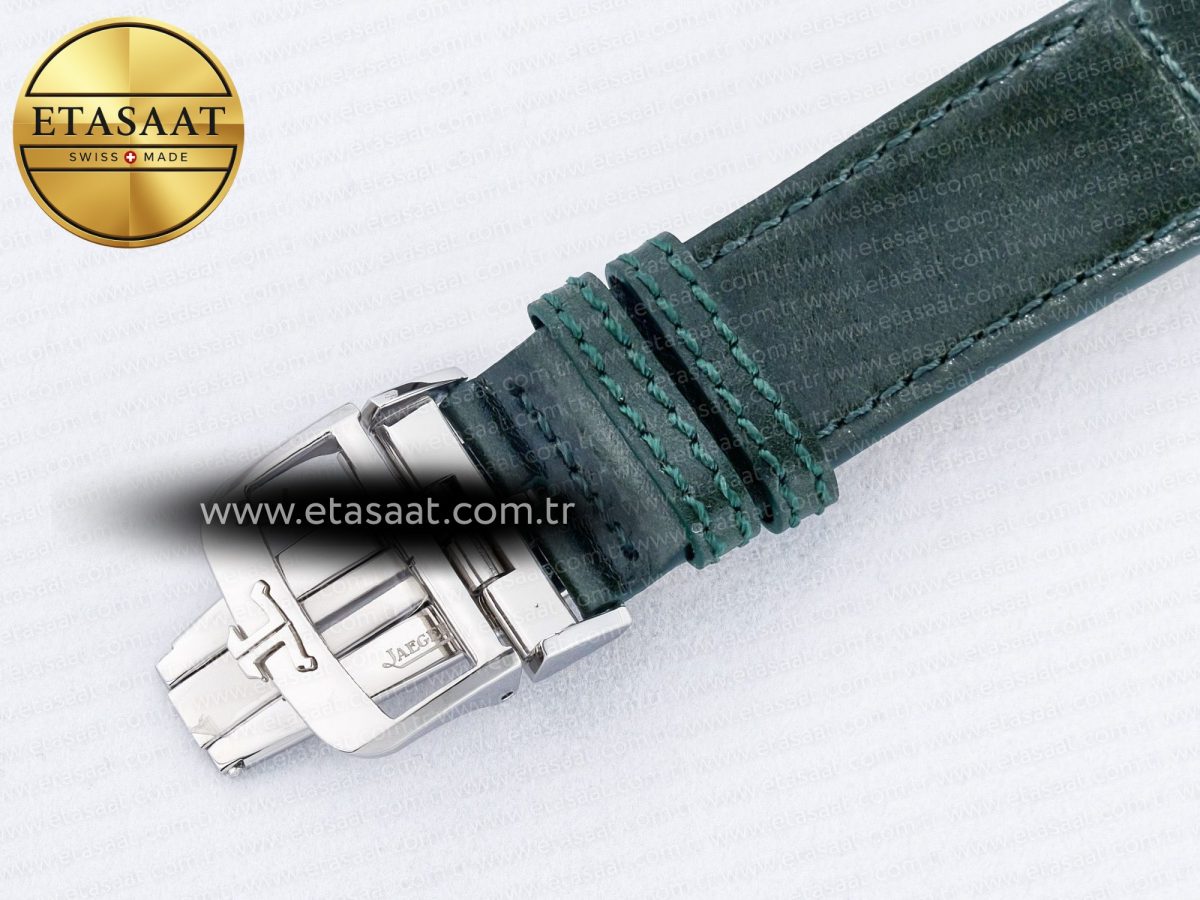 Jaeger Lecoultre Reverso Tribute Duoface Small Seconds SS MGF Best Edition Green Dial on Green Leather Strap A854A - Görsel 22