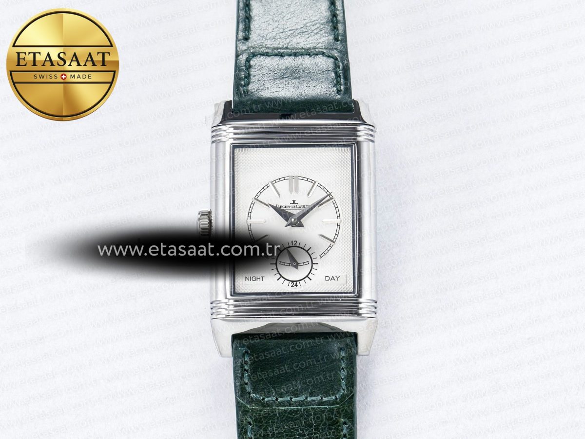 Jaeger Lecoultre Reverso Tribute Duoface Small Seconds SS MGF Best Edition Green Dial on Green Leather Strap A854A - Görsel 6