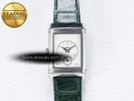 Jaeger Lecoultre Reverso Tribute Duoface Small Seconds SS MGF Best Edition Green Dial on Green Leather Strap A854A - Görsel 6