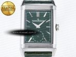 Jaeger Lecoultre Reverso Tribute Duoface Small Seconds SS MGF Best Edition Green Dial on Green Leather Strap A854A - Görsel 8