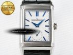 Jaeger Lecoultre Reverso Tribute Duoface Small Seconds SS MGF Best Edition White Dial on Black Leather Strap A854A - Görsel 8
