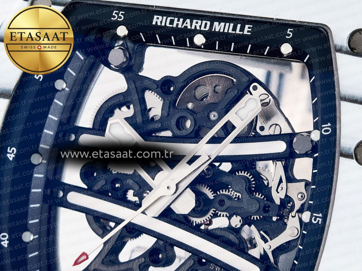 Richard Mille RM 61-01 Yohan Blake White NTPT ZF 1:1 Best Edition on Black Rubber Strap RMUL2 Super Clone - Görsel 10