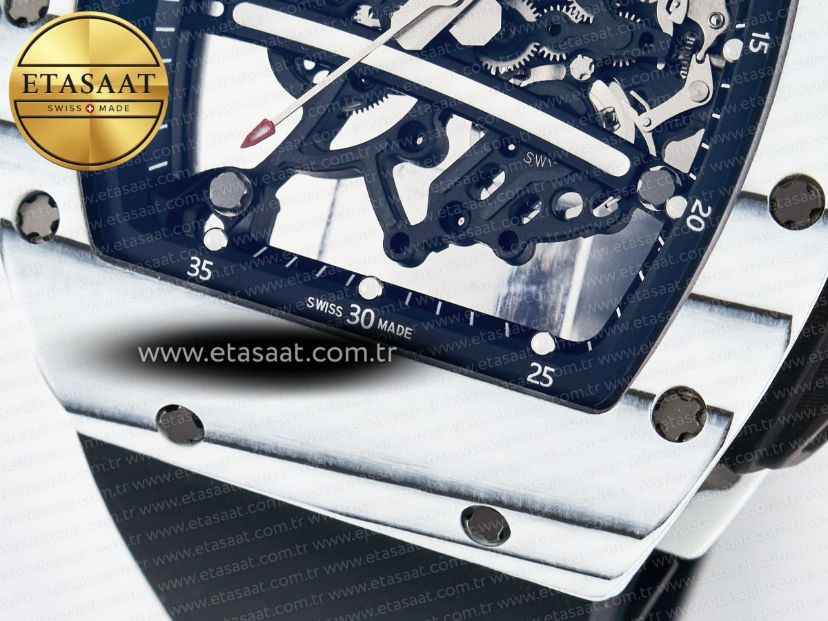 Richard Mille RM 61-01 Yohan Blake White NTPT ZF 1:1 Best Edition on Black Rubber Strap RMUL2 Super Clone - Görsel 12