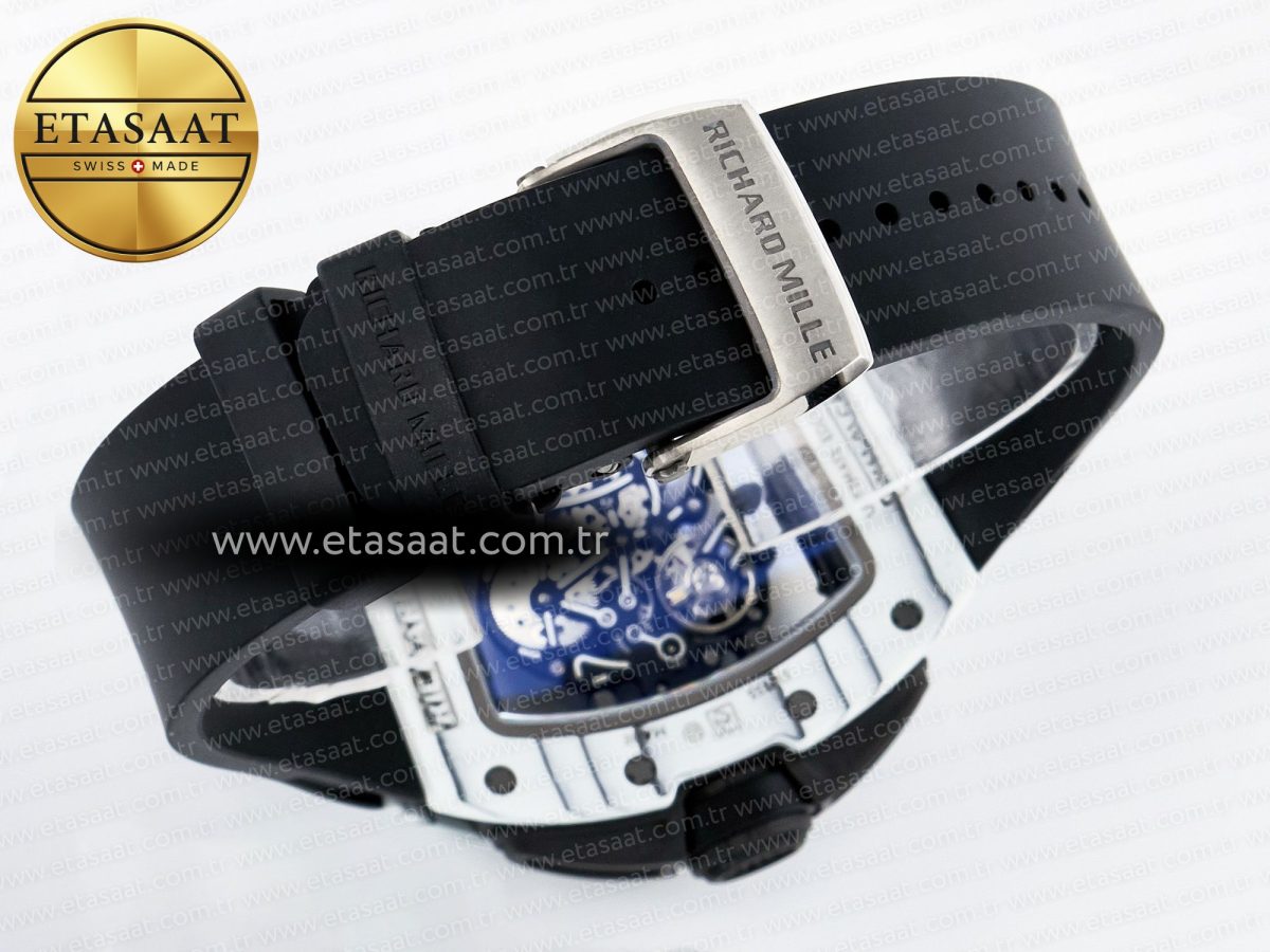 Richard Mille RM 61-01 Yohan Blake White NTPT ZF 1:1 Best Edition on Black Rubber Strap RMUL2 Super Clone - Görsel 15