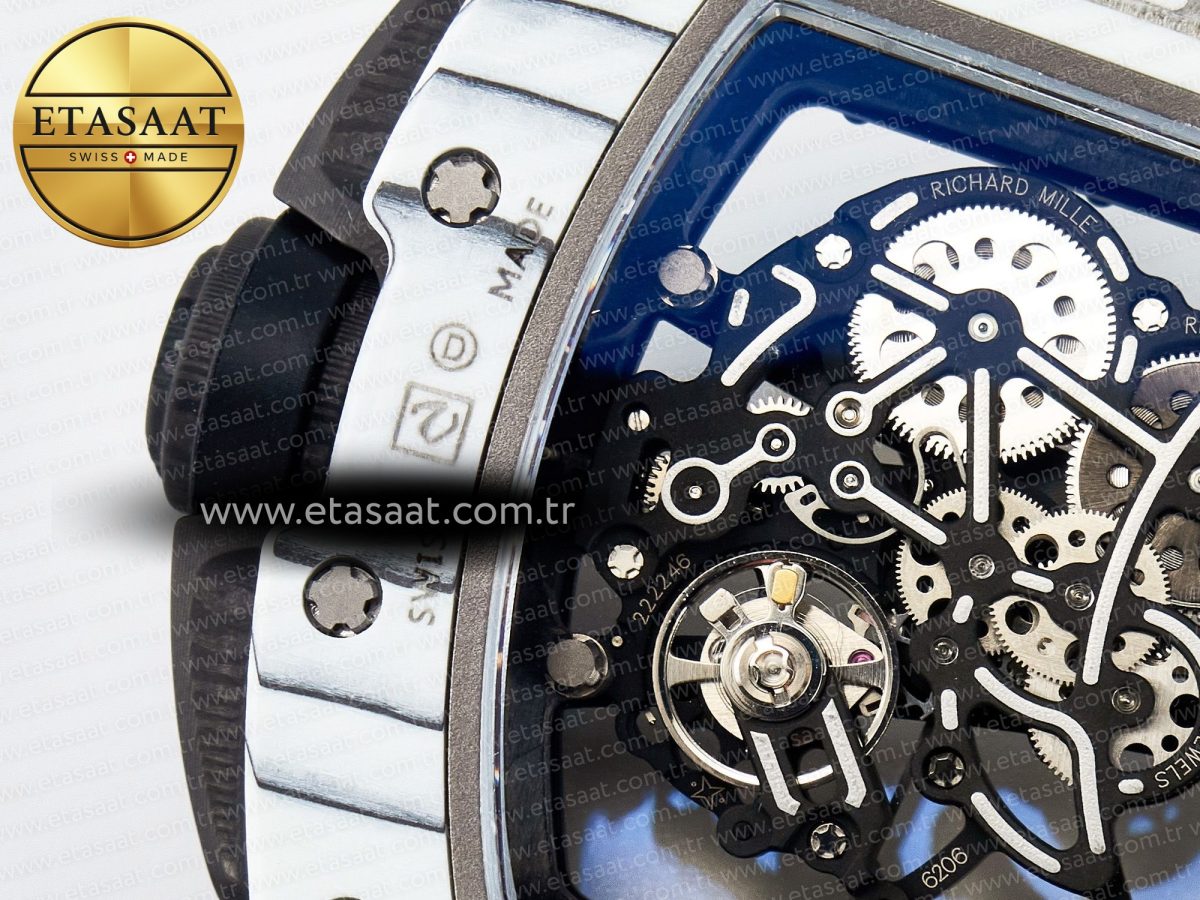 Richard Mille RM 61-01 Yohan Blake White NTPT ZF 1:1 Best Edition on Black Rubber Strap RMUL2 Super Clone - Görsel 18