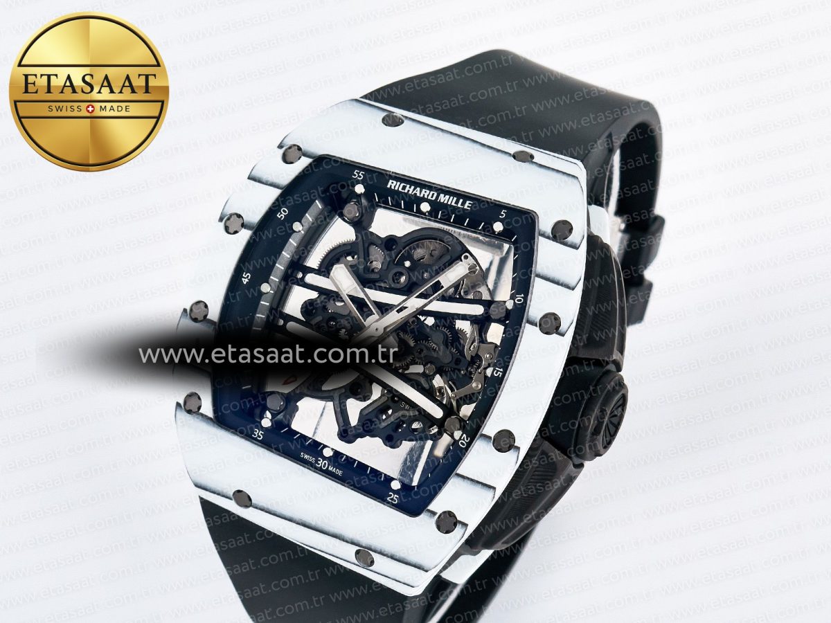 Richard Mille RM 61-01 Yohan Blake White NTPT ZF 1:1 Best Edition on Black Rubber Strap RMUL2 Super Clone - Görsel 2