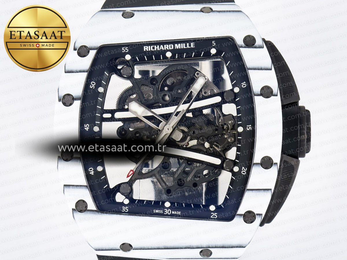 Richard Mille RM 61-01 Yohan Blake White NTPT ZF 1:1 Best Edition on Black Rubber Strap RMUL2 Super Clone - Görsel 4