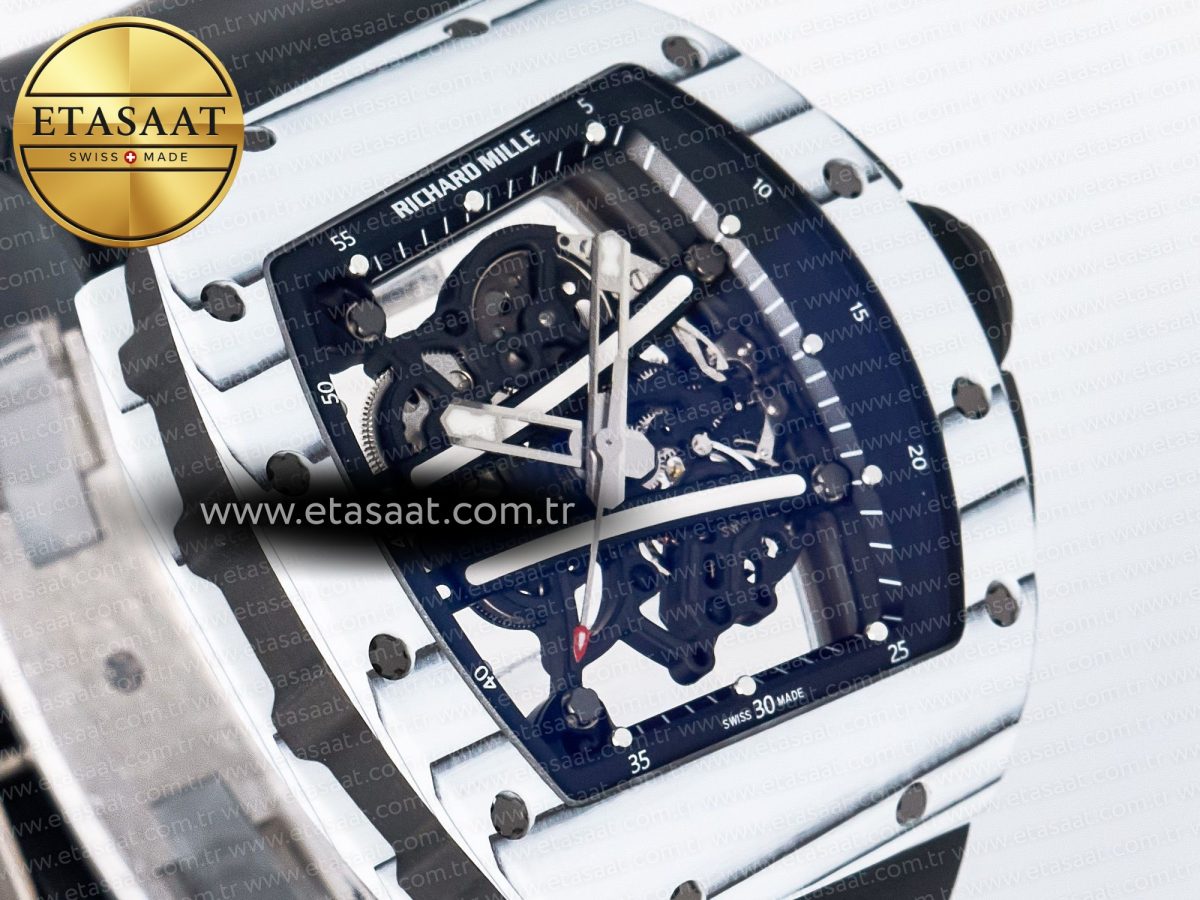 Richard Mille RM 61-01 Yohan Blake White NTPT ZF 1:1 Best Edition on Black Rubber Strap RMUL2 Super Clone - Görsel 5