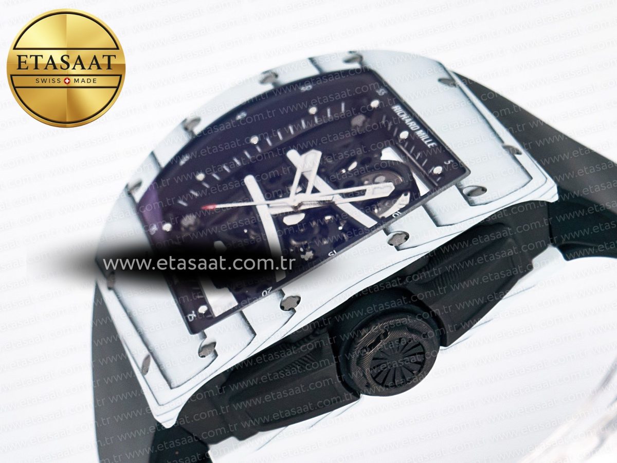 Richard Mille RM 61-01 Yohan Blake White NTPT ZF 1:1 Best Edition on Black Rubber Strap RMUL2 Super Clone - Görsel 6