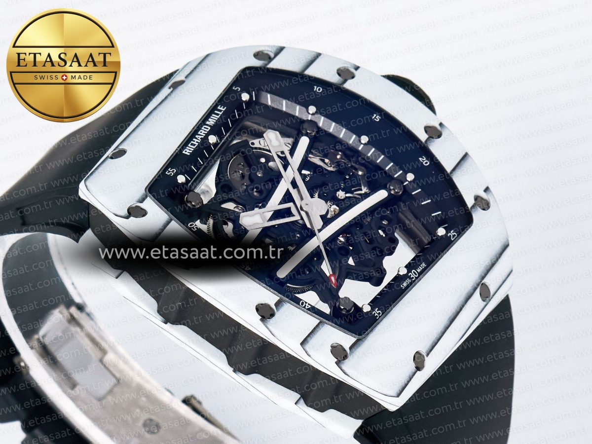 Richard Mille RM 61-01 Yohan Blake White NTPT ZF 1:1 Best Edition on Black Rubber Strap RMUL2 Super Clone - Görsel 7