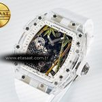 Richard Mille RM026 Transparent Tourbillon RMF Best Edition Panda Skeleton Dial on Translucent Rubber Strap
