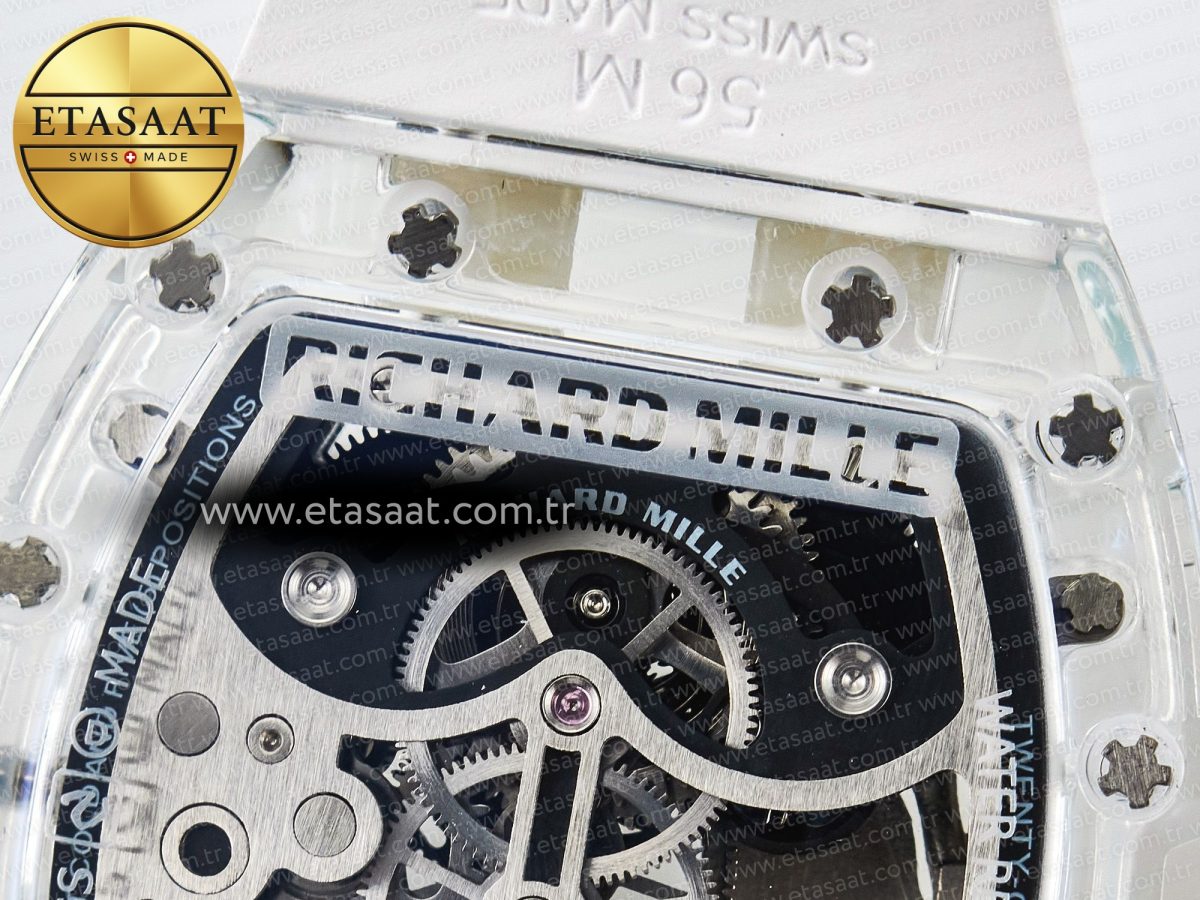 Richard Mille RM026 Transparent Tourbillon RMF Best Edition Panda Skeleton Dial on Translucent Rubber Strap - Görsel 19