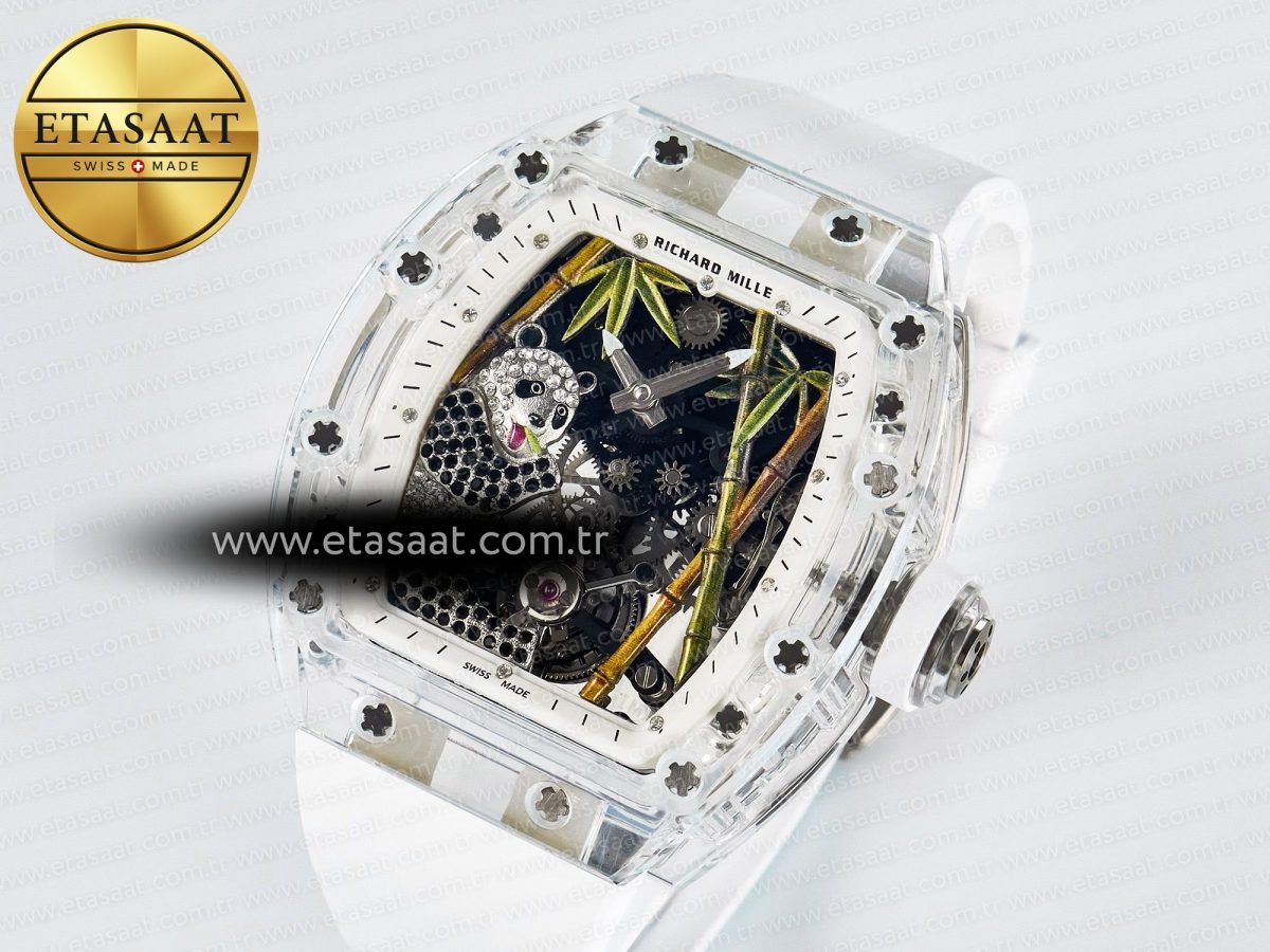 Richard Mille RM026 Transparent Tourbillon RMF Best Edition Panda Skeleton Dial on Translucent Rubber Strap - Görsel 2