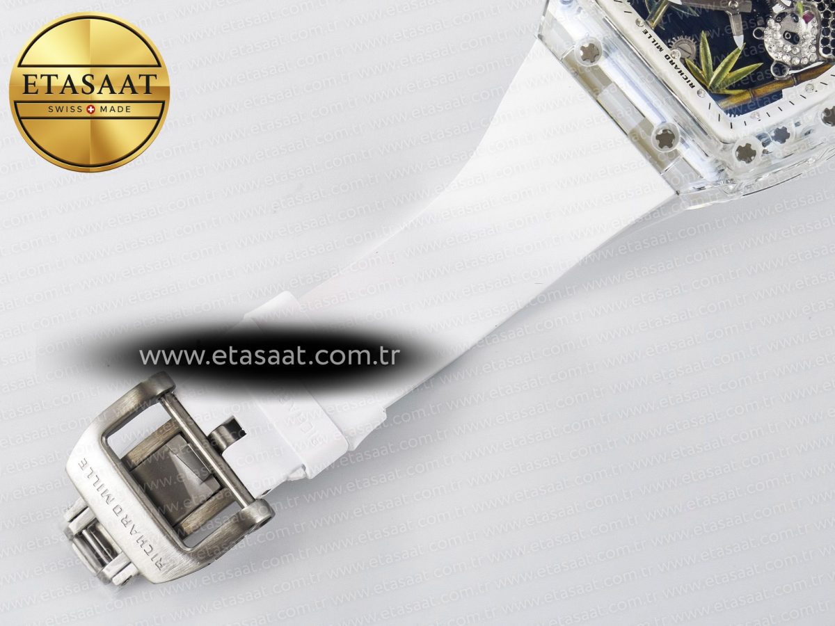 Richard Mille RM026 Transparent Tourbillon RMF Best Edition Panda Skeleton Dial on Translucent Rubber Strap - Görsel 22