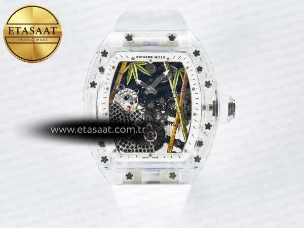 Richard Mille RM026 Şeffaf Tourbillon RMF Panda Kauçuk Eta Saat - Görsel 3 - 1:1 Süper Klon Saat