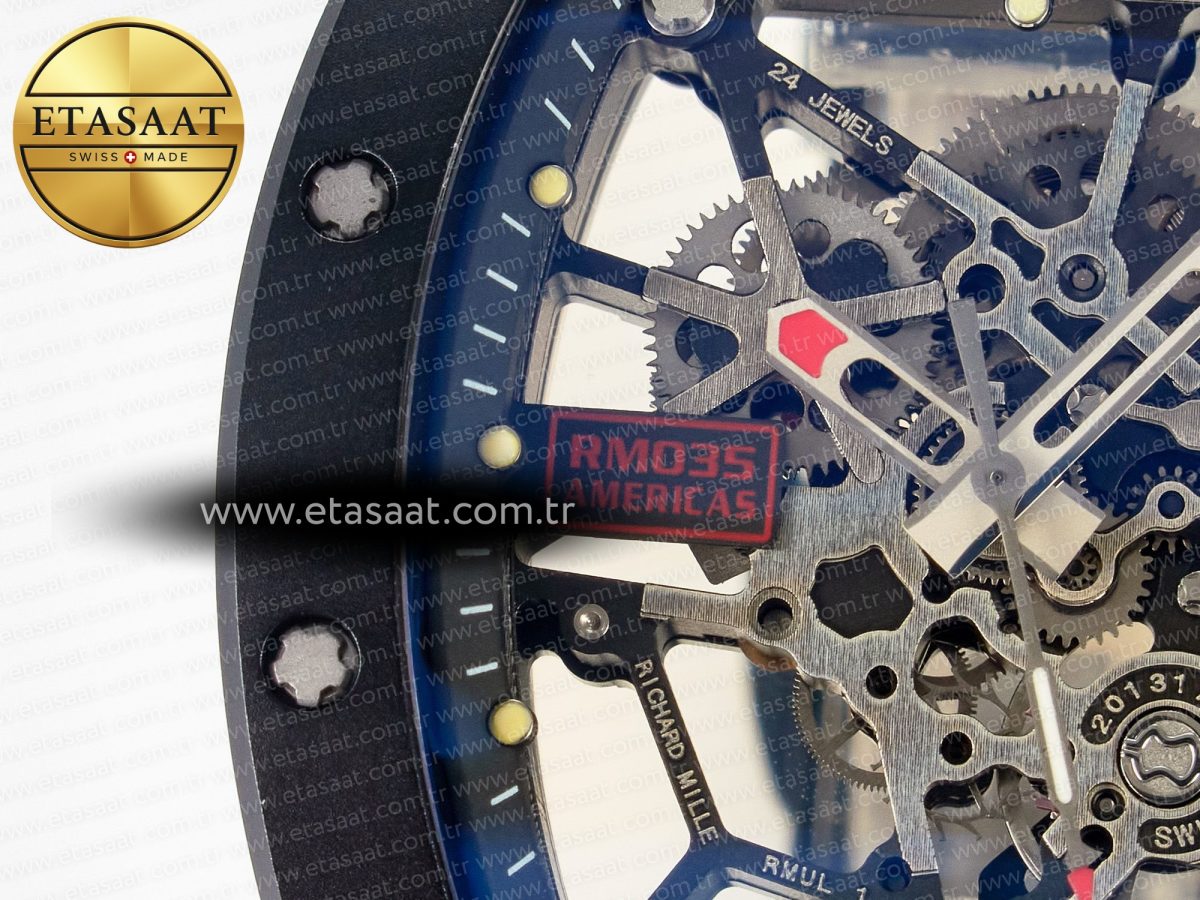 Richard Mille RM035-02 Black Ceramic SONIC Best Edition Skeleton Dial on Black Rubber Strap Clone RMUL1 - Görsel 10