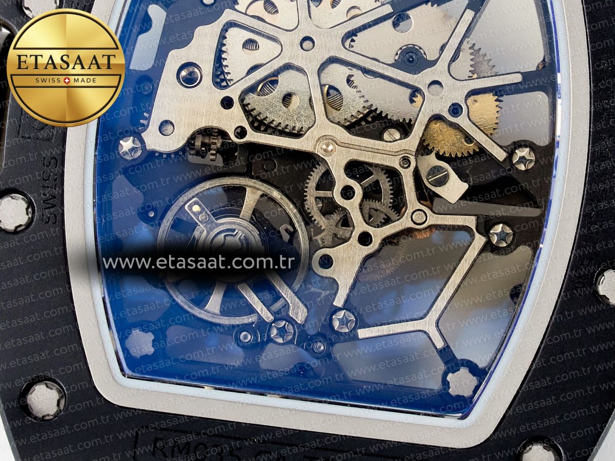 Richard Mille RM035-02 Black Ceramic SONIC Best Edition Skeleton Dial on Black Rubber Strap Clone RMUL1 - Görsel 20