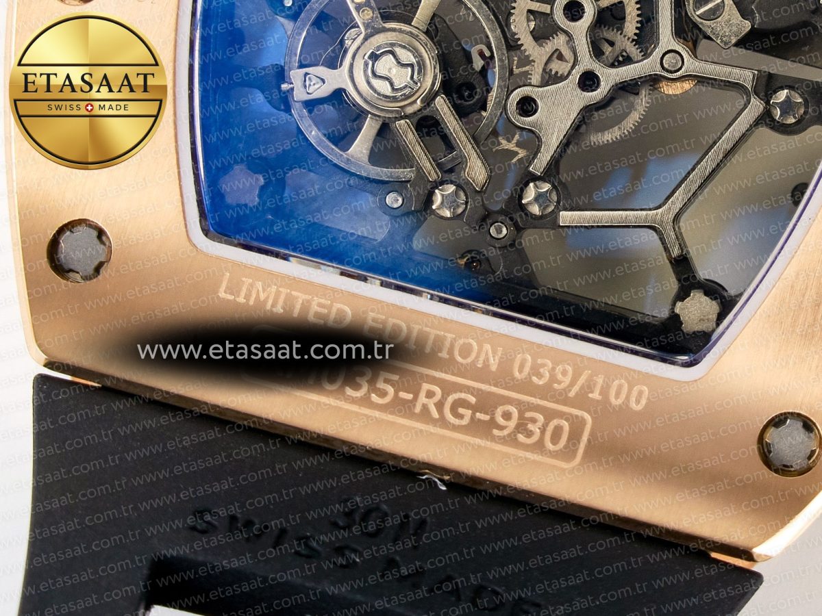 Richard Mille RM035-02 RG SONIC Best Edition Skeleton Dial on Black Rubber Strap Clone RMUL1 - Görsel 21