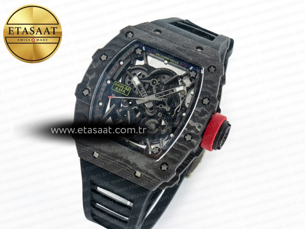 rm035 carbon sonic best edition skeleton dial on black rubber strap clone rmul2 v21