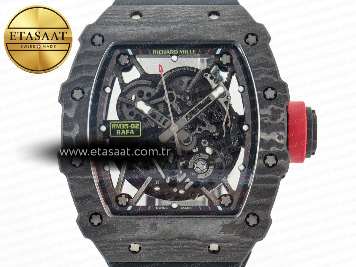 Richard Mille RM035 Carbon SONIC Best Edition Skeleton Dial on Black Rubber Strap Clone RMUL2 V2 - Görsel 4