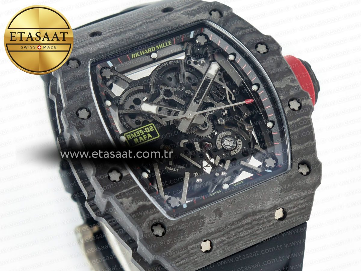 Richard Mille RM035 Carbon SONIC Best Edition Skeleton Dial on Black Rubber Strap Clone RMUL2 V2 - Görsel 5