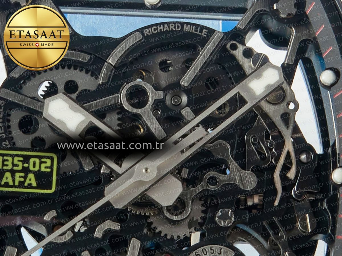 Richard Mille RM035 Carbon SONIC Best Edition Skeleton Dial on Blue Rubber Strap Clone RMUL2 V2 - Görsel 12