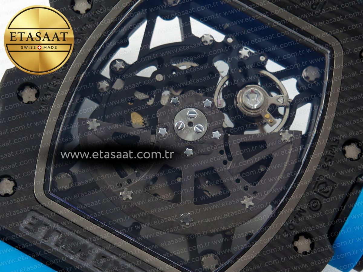 Richard Mille RM035 Carbon SONIC Best Edition Skeleton Dial on Blue Rubber Strap Clone RMUL2 V2 - Görsel 19