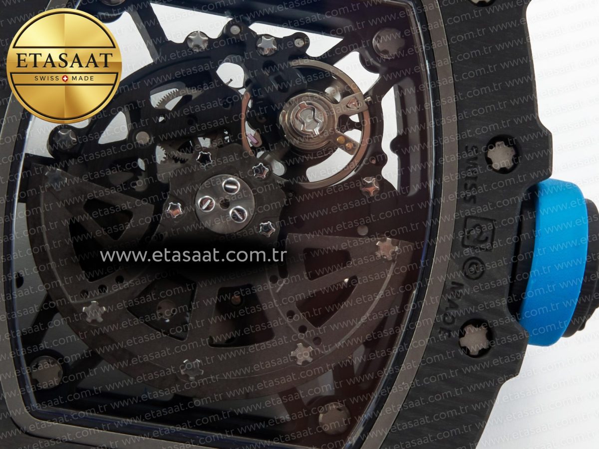 Richard Mille RM035 Carbon SONIC Best Edition Skeleton Dial on Blue Rubber Strap Clone RMUL2 V2 - Görsel 20
