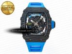 Richard Mille RM035 Carbon SONIC Best Edition Skeleton Dial on Blue Rubber Strap Clone RMUL2 V2 - Görsel 3
