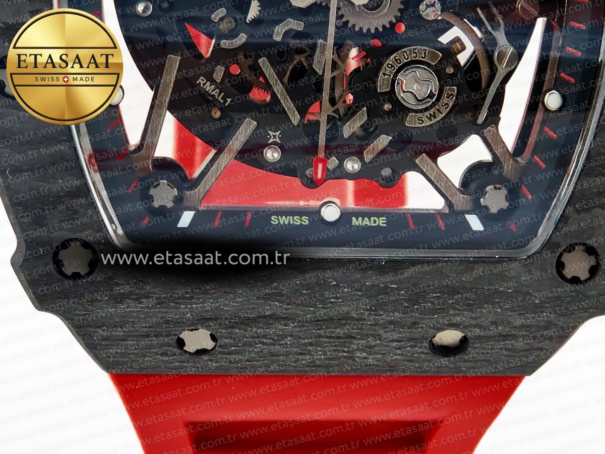 Richard Mille RM035 Carbon SONIC Best Edition Skeleton Dial on Red Rubber Strap Clone RMUL2 V2 - Görsel 10