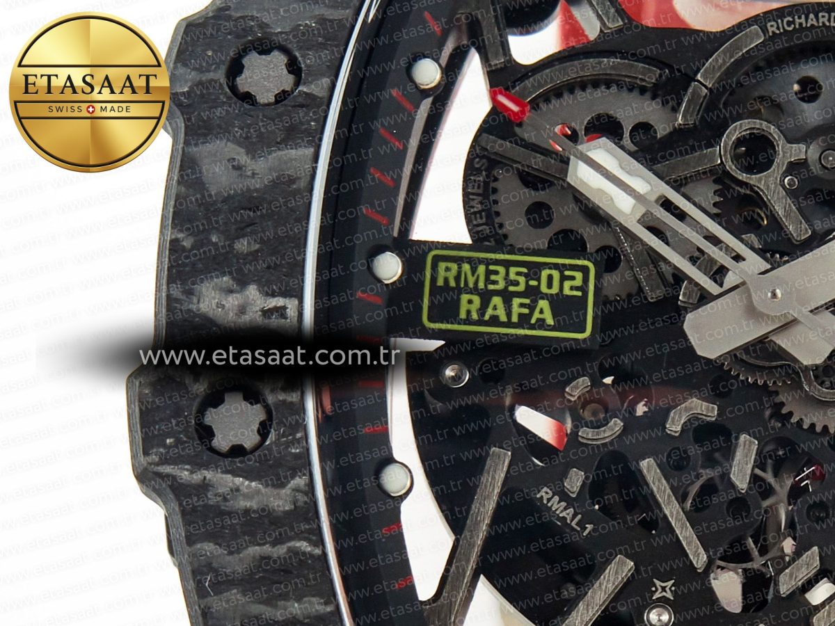 Richard Mille RM035 Carbon SONIC Best Edition Skeleton Dial on Red Rubber Strap Clone RMUL2 V2 - Görsel 12
