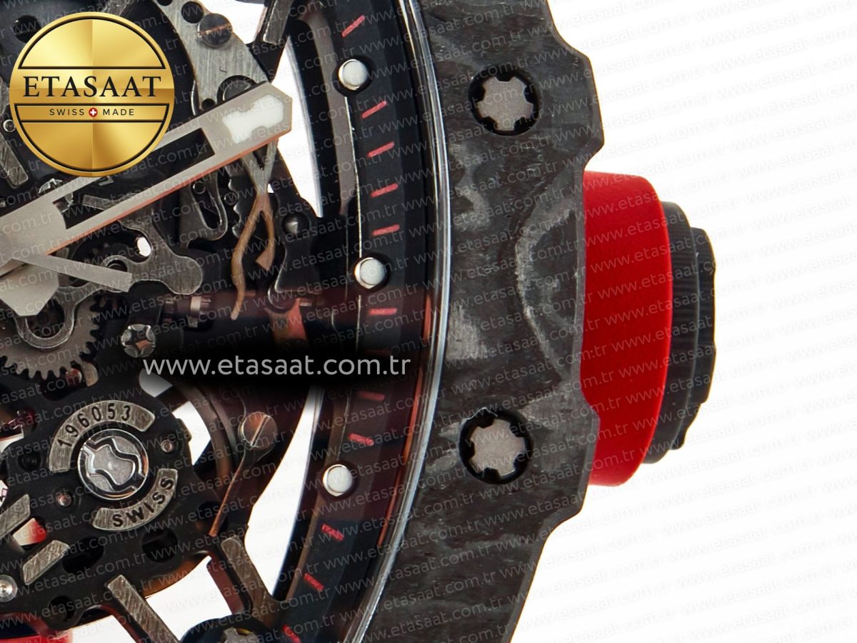 Richard Mille RM035 Carbon SONIC Best Edition Skeleton Dial on Red Rubber Strap Clone RMUL2 V2 - Görsel 13