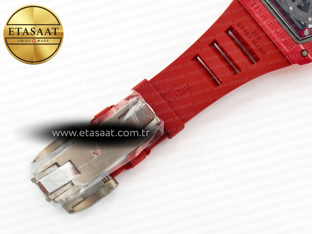 Richard Mille RM035 Carbon SONIC Best Edition Skeleton Dial on Red Rubber Strap Clone RMUL2 V2 - Görsel 23
