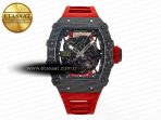 Richard Mille RM035 Carbon SONIC Best Edition Skeleton Dial on Red Rubber Strap Clone RMUL2 V2 - Görsel 3