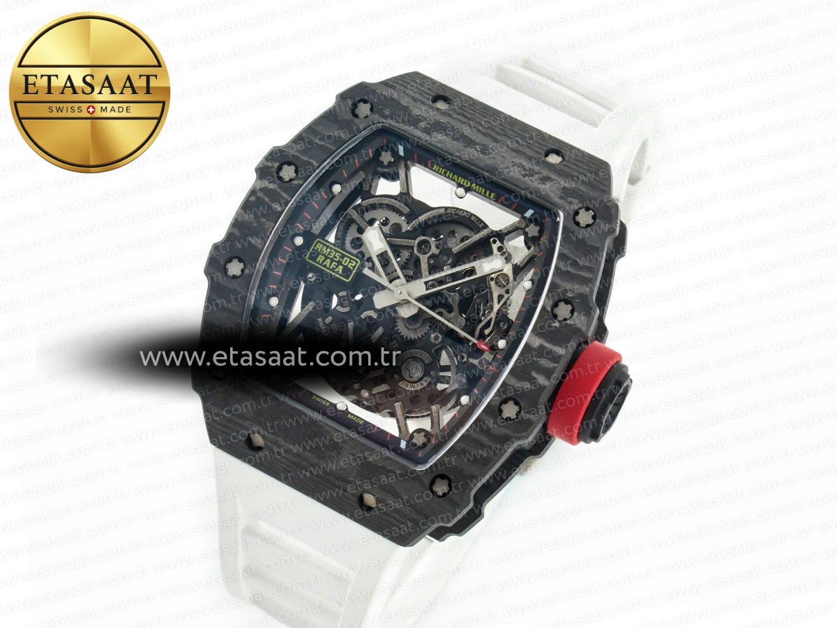 Richard Mille RM035 Carbon SONIC Best Edition Skeleton Dial on White Rubber Strap Clone RMUL2 V2 - Görsel 1